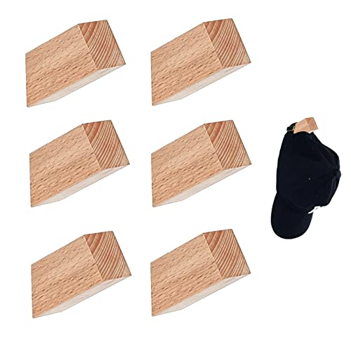 Bgheouyv 6 Pack Wood Wall Hooks, Coat Hooks Wall Mounted Hooks For Hanging, 6 Hat Hooks With 6 Screws, Wooden Wall Hooks For Hanging Hat, Coat, Towels, Bags, Keys, Clothes (Beech Wood) #TOP2