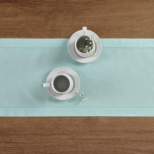 Solino Home Cotton Linen Dining Table Runner Pastel Turquoise, 14 x 90 in by Solino Home - Used condition - Image 3