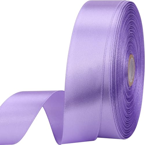 1 inches 50 Yard Light Purple Satin Ribbon for Gift Wrapping, Wedding, Crafts, Christmas,Easter, Floral, Hair, Invitation Decorations and More
