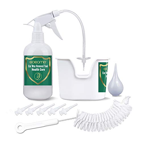 Ear Wax Remover OOCOME Ear Washer Bottle Ear Cleaning for Adults and Kids Ear Cleaner Ear Wax Removal Tool Kit with 1 Cleaning Brush, 1 Ear Basin, 1 Bulb Cleaner, 5 Disposable Tips