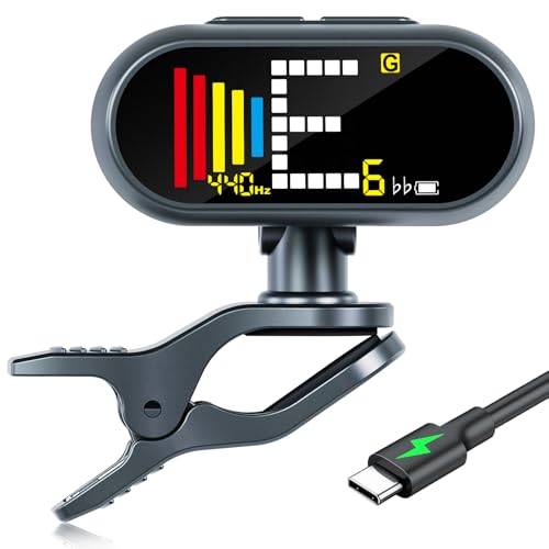 EX USB-C Rechargeable Guitar Tuner Clip On, Full...