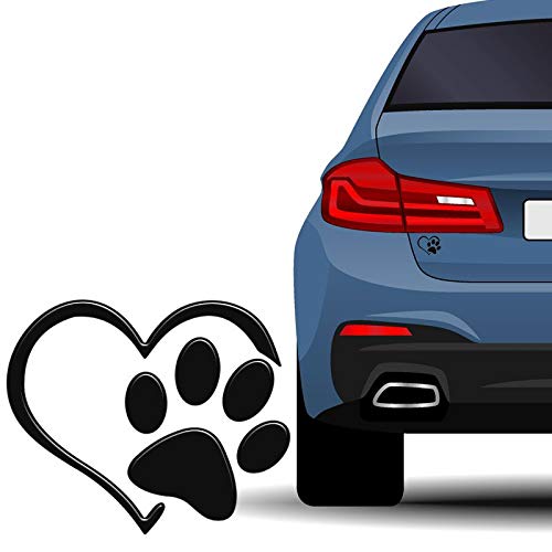 Adesivo Alto Relevo Patinha Coração Pet Preto 12 Unidades