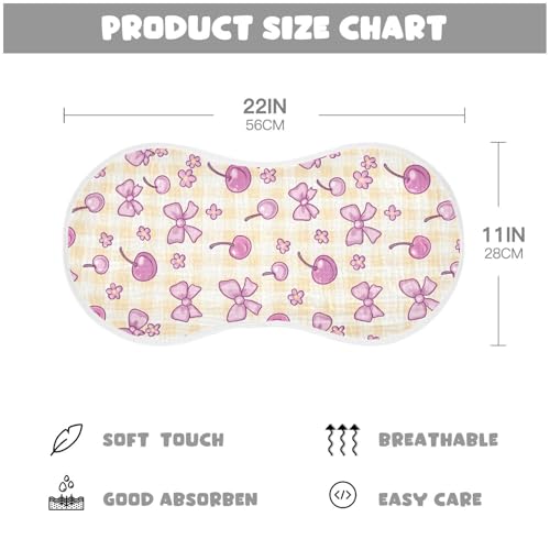 vvfelixl Baby Burp Cloths Gingham Cherry Bow Baby Newborn Cotton Burping Cloths Set Babys Washcloths 4 Pack2