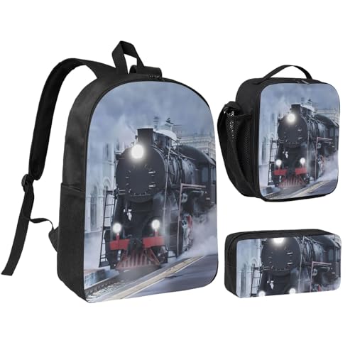 Sac à dos écolier train à vapeur finition durable ensemble complet