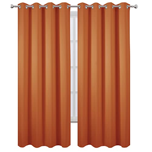 Image of LEMOMO Blackout Curtains 52 x 84 inch /Orange Curtains Set of 2 Panels /Thermal Insulated Room Darkening Bedroom Curtains