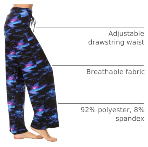 Image of Leggings Depot Women's Wide Leg Drawstring Pajama Pants for Lounge, Sleep | Soft, Breathable Poly-Span, Drawstring Waist, Comfy, Casual, Yoga, Everyday