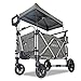 Produktbild FUXTEC Bollerwagen faltbar FX-CTL950 Premium Grau mit Dach - Transportwagen klappbar | Hecktasche, Komfort-Schiebegriff & Innenraumverlängerung | 5-Punkt-Gurt | Handwagen/Leiterwagen  Das Original