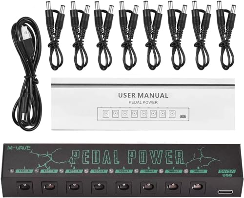 KINGSTER M-VAVE Fonte de alimentação para pedais de efeitos de guitar, 8 saídas dc isoladas/5v saída usb para 9v proteção guitarra acessórios-Transformadores de Alimentação