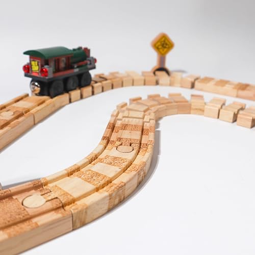2 PCs - Wooden Bendable Zany Track for Wood Trains - Train Track Accessories Compatible with All Wooden Train Track Sets - Thumbnail 7