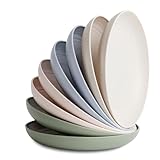 Nook Theory Reusable Wheat Straw Plates 8 Pcs - Non Toxic Kids and Toddler Plate, Microwavable, Dishwasher Safe and Unbreakable Dinnerware (Softhues 9")