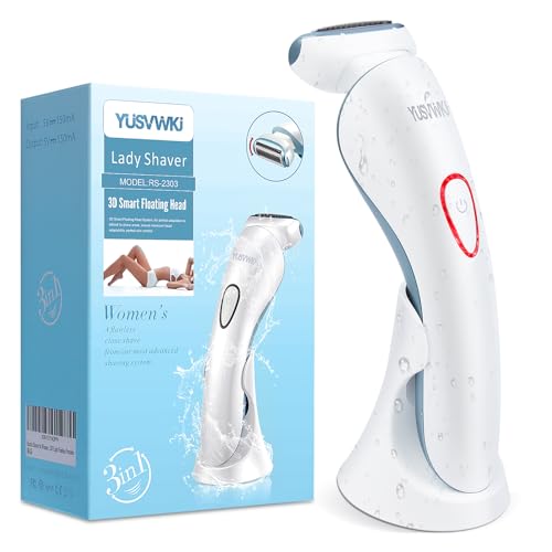 Image of yusvwkj Lady Shavers for Women, Painless Bikini Trimmer Women Razor for Face Legs Underarms Bikini, Wet & Dry Electric Womens Razors, Rechargeable Waterproof Lady elunara Shaver with LED Light
