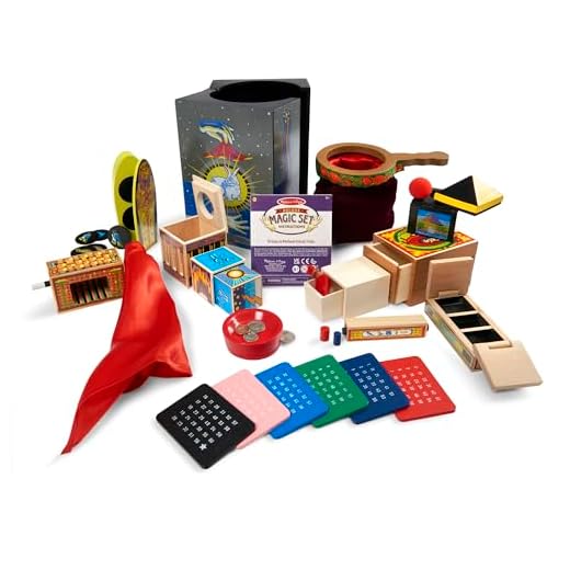 Melissa & Doug Juego de magia, Juguete creativo, Trucos mágicos de nivel profesional para niños, Juego de imitación, Regalo para niños y niñas de 6 7 8 9 Años, Set de madera maciza
