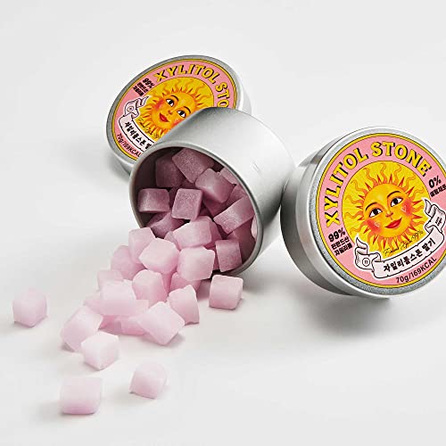 Xylitol Stone | Sugar Free Guilt-Free Candy | 100% Finnish Xylitol Mints For Dental Health For Diabetics | Gift For Mom | Set Of 3(2.46Oz×3) Strawberry Green Grape Lemon #TOP7