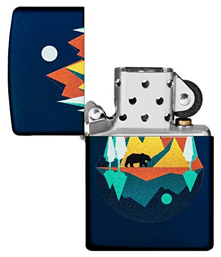 Encendedor Zippo diseño geométrico oso y montañas miniatura 4