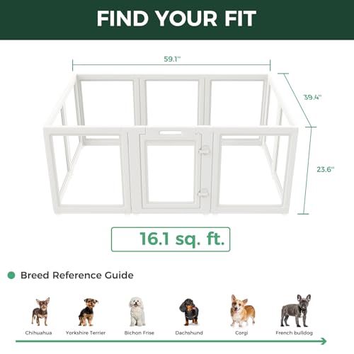 Image of FXW AuraSpace Acrylic Indoor Dog Playpen for Puppies and Small Dogs, 24 Inch, 10 Panels, White