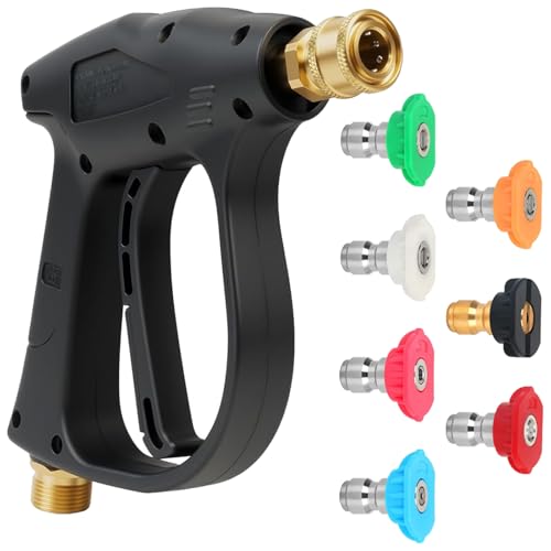 Tkxjry 4000 PSI Pistola de Lavado de Alta Presión, con 7 * Boquillas de Pulverización, Pistola de lavado a presión, para kit de limpieza de coche (M22 conector de manguera de 14 mm)