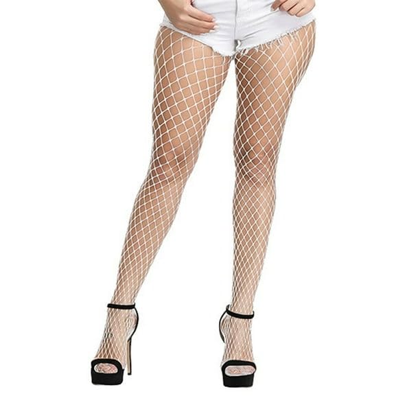 alexvyan White Large Hole Women's/Girls's High Waist Pantyhose Tights Fishnet Stockings Mesh Net Style Nylon & Spandix-picture-10