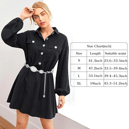 Image of Women's Concho Chain Belt Western Cowgirl Metal Waist Chain Belt for Dress