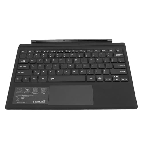 YUEHISY Magnetic BT Keyboard, Wireless Rechargeable Tablet Keyboard with Colorful Backlight, Multi Touchpad, Removable Design, for Pro 3 4 5 6 7 (Black)