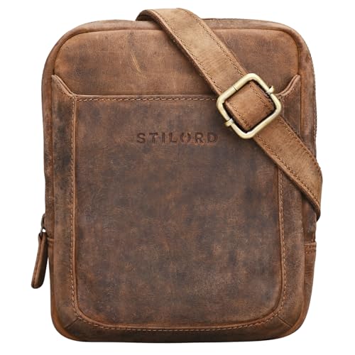 Mariconera de cuero para hombre STILORD, bolso bandolera pequeño y bolsito mensajero