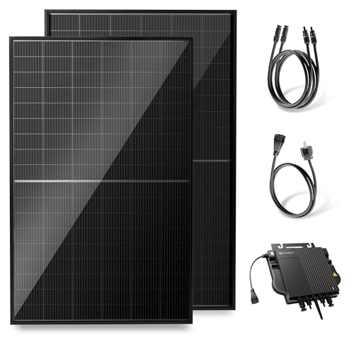 Solakon® 1000W Balkonkraftwerk - Balkonkraftwerk 800W komplett Steckdose - neuester 800 Watt Wechselrichter - Solaranlage Komplettset - 500W bifaziale Solarmodule inkl. Zubehör - 3m Kabel
