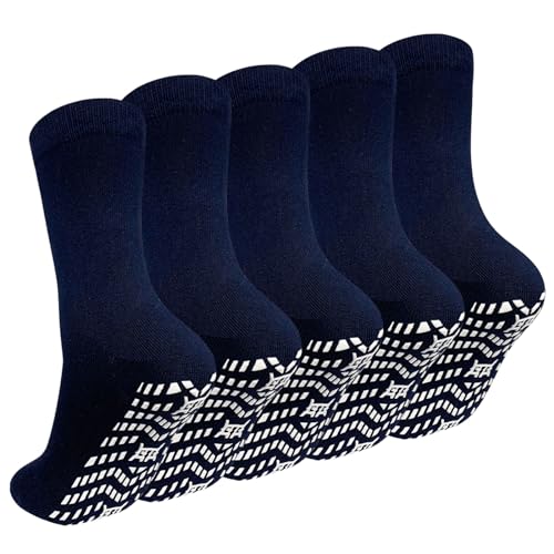 Image of ZAKASA Non Slip Grip Socks - Non Skid Crew Grippy Socks for Men Women Anti Slip Grippers for Elderly Hospital Yoga Pilates
