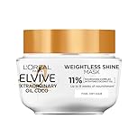 L'Oréal Paris Hair Mask For Normal To Dry Hair, Elvive Extraordinary Oil Coconut Treatment, Intense Nourishment and Satin Shine With Fine Coconut Oil, Weightless Leave-In Conditioner For Soft Hair