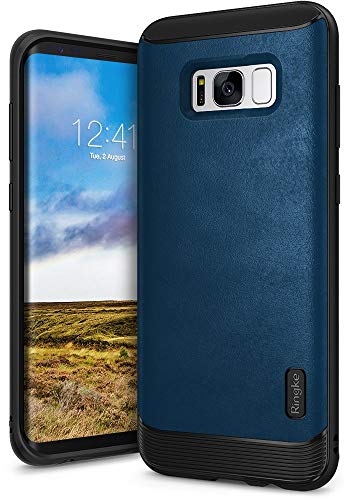 Ringke Flex S Compatible with Galaxy S8 Plus Case Classy Slim Look Flexible TPU Premium Hard PC Leather Hybrid Protection Non Slip Tactile Grip Scratch Resistant for Galaxy S8 Plus - Blue