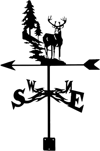 Lapooh Metal Weather Vane Cottage Weathervane Weather Vane Donkey Sika Deer Train Silhouette Orientation Indicator With Anti-Rust Coating For Outdoor Bracket Decor Craft (Color : Sika Deer) #TOP5