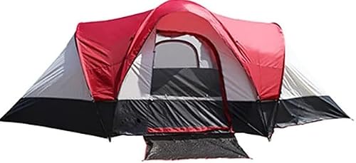 JHV -6-Person Outdoor Double-Layer Camp Tent, Red and Grey (Red)