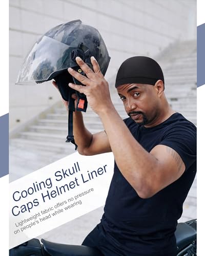 Image of 9 Pcs Cooling Skull Cap Camo Liner Sweat Wicking Lightweight Cycling Cap Running Hat for Men Women