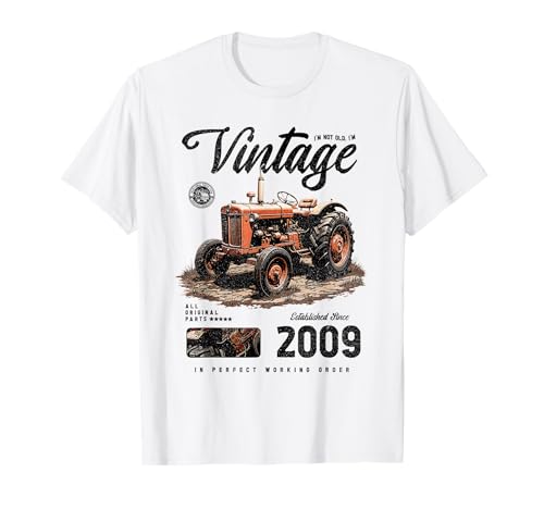 Vintage Tractor Farmer Cumpleaños nacido en 2009 Camiseta