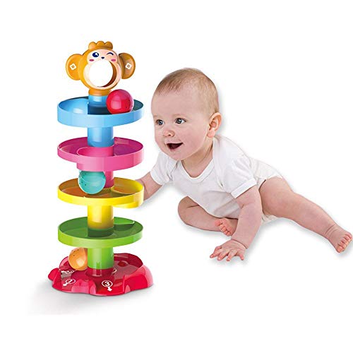 Sky Tech® 5 Layer Ball Drop and Roll Swirling Tower for Baby and Toddler Development Educational Toys | Stack, Drop and Go Ball Ramp Toy Set Includes 2 Spinning Acrylic Activity Balls