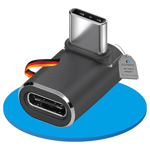Sonero USB-C Stecker auf 90&deg; Winkel USB-C Buchse (1er), Adapter, 40Gbps, 240W, 8K60Hz, Aluminium Geh&auml;use, schwarz