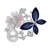Peso del broche: 13g ESTANBU Broche de Perla de Cristal de Mariposa Femenina con alfiler de Flor de Concha de Abanico Europeo y Americano (D)