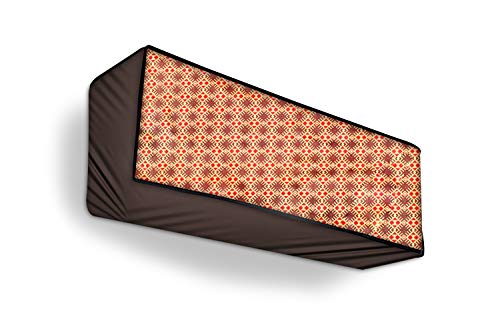 Image of Stylista Split ac cover for indoor and outdoor unit of 1.5 ton ac waterproof and dustproof Brown and Yellow Different checks pattern