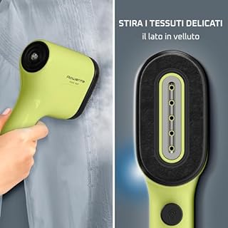 Rowenta Pure Pop, Ferro da Stiro Verticale Portatile a Vapore, Utile per Stirare e Igienizzare i Tuoi Capi, con Sistema Reversibile, Riscaldamento Rapido, Potenza 1300W, Colore Giallo Limone, DR2025