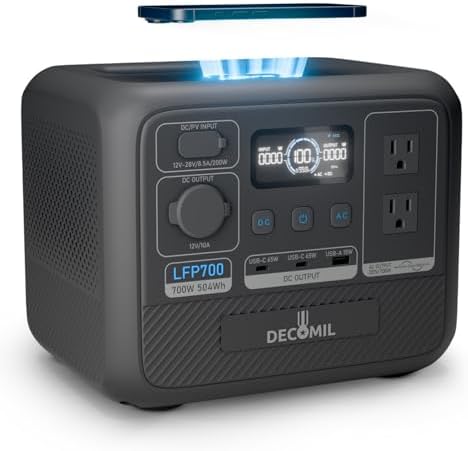 DECOMIL LFP700 Portable Power Station, 504Wh LiFePO4 Battery, 700...