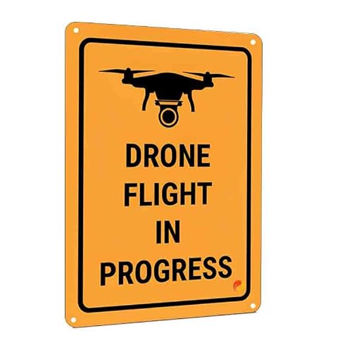 Drone Flight In Progress Warning Sign 12x8 Inch, High-Visibility Safety