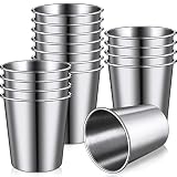 16 Pack Stainless Steel Cups for Kids and Adult Pint Cup Tumbler Metal Cups Stackable Cup Shatterpro