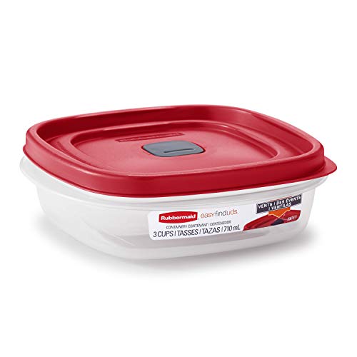 Rubbermaid EasyFindLids Food Storage and Organization Containers, 3-Pack, Racer Red, BPA-Free, Microwave & Dishwasher Safe