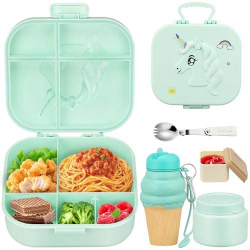 Aimsnk Kids Lunch Box Set -12oz Insulated Food Jar, Thermal Bag,Leakproof Lunch Food Containers Cutlery (BPA Free)-Gift for Girls/Boys Age...