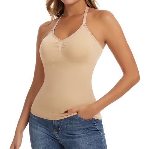 Image of JOYSHAPER Shapewear Camisole with Built in Bra Compression Halter Tops for Women Tummy Control Shapewear Tank Top Padded Bras