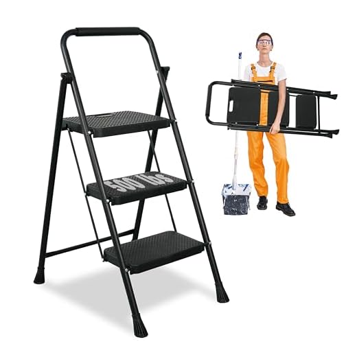 3 Step Folding Ladder - 500lbs Capacity
