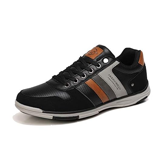 AX BOXING Scarpe Da Ginnastica Uomo - Sneakers Casual Basse In Pelle Sintetica, Traspiranti, Antiscivolo, Taglie 41-46 EU - Colore Nero/Marrone
