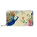 Produktbild XCNGG Leder Geldbörse Flying Peacocks and Flowers Wallets Kartenhalter Clutch mit vielen Taschen für Frauen Männer Mädchen Jungen Jungen Small Compact Wallet Bifold