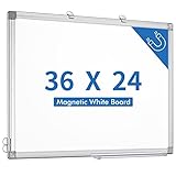 Magnetic White Board, 36 X 24 Inches Magnetic Dry Erase Board Hanging Whiteboard, Silver Aluminum Fr