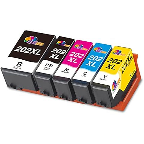 Clorisun 202XL Ink Cartridges for Epson 202XL 202 XL Ink Cartridges Multipack for Epson Expression premium XP-6105 XP-6100 XP-6005 XP-6000 XP-6001 XP6105 XP6100 XP6005 XP6000 XP6001 Printer(5 Pack) Cover