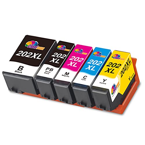 Clorisun 202XL Ink Cartridges for Epson 202XL 202 XL Ink Cartridges Multipack for Epson Expression premium XP-6100 XP-6105 XP-6005 XP-6000 XP-6001 XP6105 XP6100 XP6005 XP6000 XP6001 Printer(5 Pack)