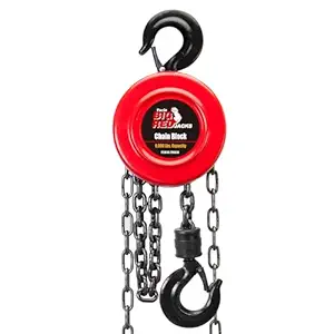 Torin Big Red Chain Block/Manual Hoist with 2 Hooks, 3 Ton (6,000 lb) Capacity